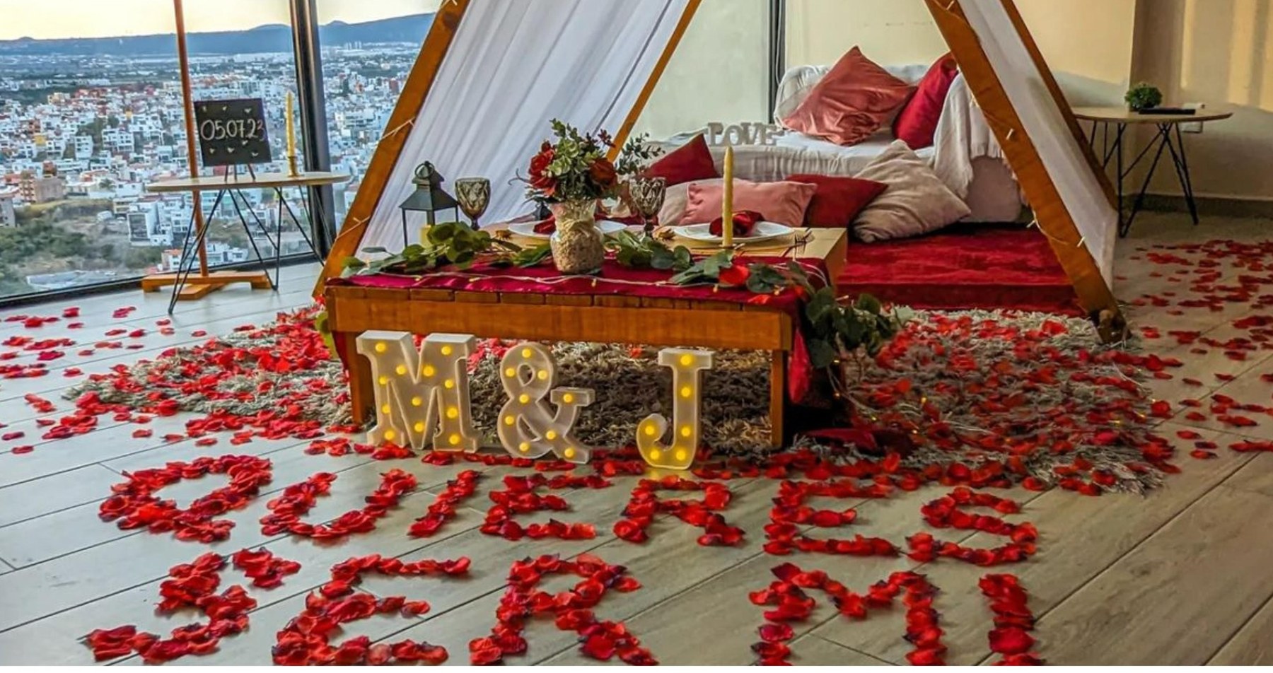 Promo Teepee Girlfriend: picnic romántico con teepee iluminado para pedida de noviazgo en Querétaro — AYV Proposals