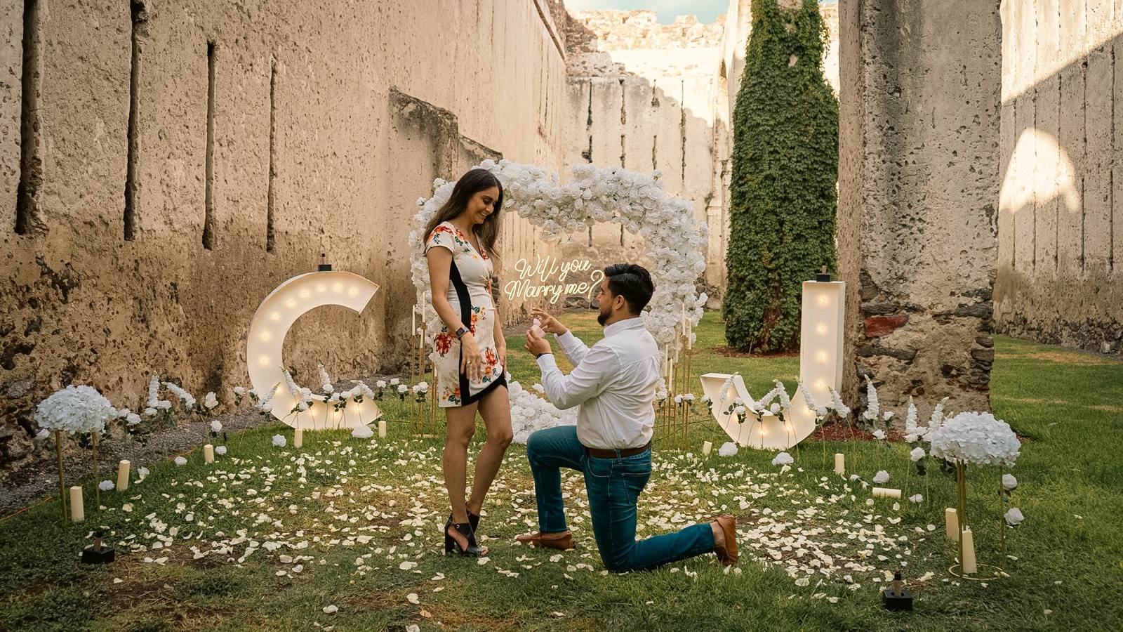 Pedida de matrimonio montada por AYV Proposals en Querétaro